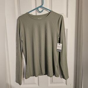 Nine West Essential Long Sleeve Soft Spun Crew Neck Green